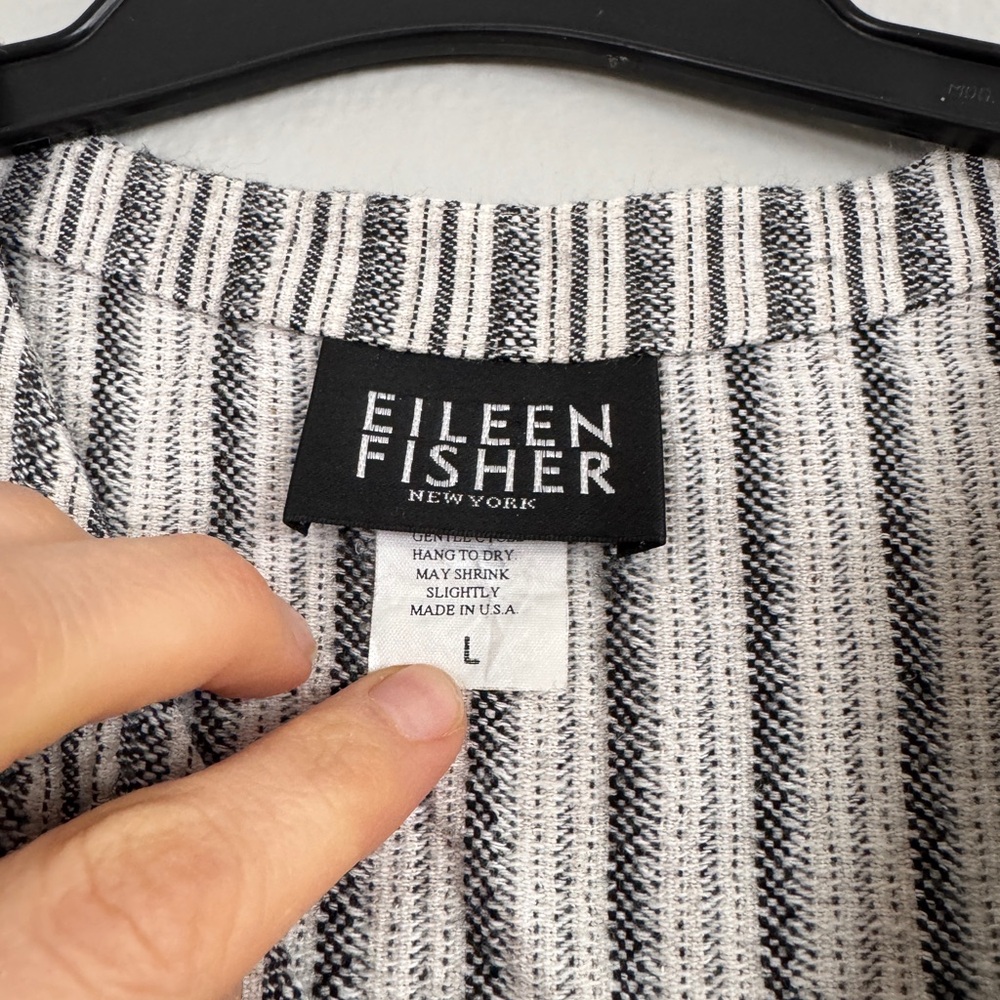 Eileen Fisher Linen Striped Button Vest Size L Minimalist Boho Chic Lagenlook - Picture 4 of 10